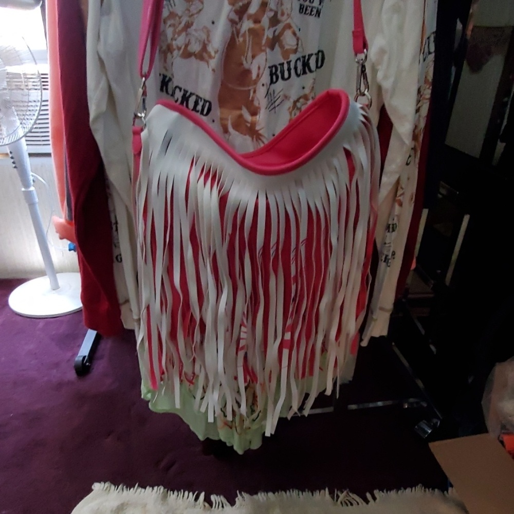 Pink Zebra leather Fringed